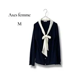 Axes femme レディース　長袖カットソー　ボウタイ　リボン　ネイビー　Mのサムネイル