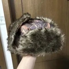 リアルツリー柄ファー耳あて付きフライトキャップ