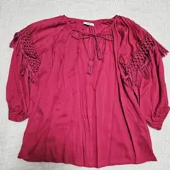 relume (journal standard) フリンジブラウス　赤紫　F