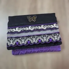 ANNA SUI　アナスイ　蝶モチーフ付き黒紫ティッシュケース