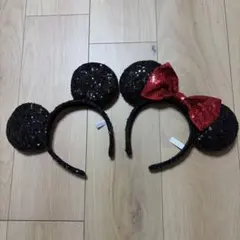 ミッキー　ミニー　　スパンコール　カチューシャ　ディズニー　ペア　カップル