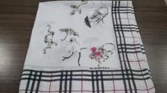 バーバリー　BURBERRY チェック　モンキー　サル　柄 ハンカチ　パープル