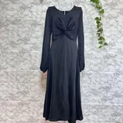 【f22】【シーイン】ブラック ロングワンピース センターツイスト 【M】
