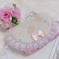 くま ベージュ ピンクハート 移動ポケット