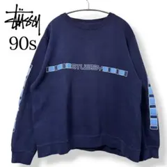 90s OLD STUSSY ステューシー スウェット ネイビー S 紺タグ