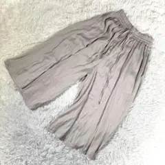 ドレスキップ【M】ガウチョパンツ クロップド丈 ウエストゴム ゆったり グレー