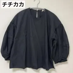 【美品】チチカカ　ブラウス　ブラック　バルーンスリーブ　レディース　長袖シャツのサムネイル