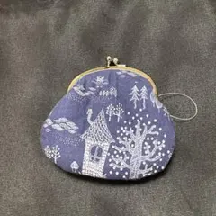 morico がま口 青色 森のデザイン