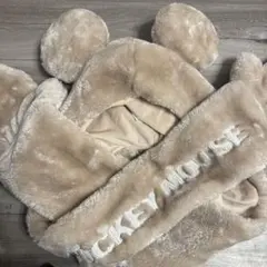 ミッキーマウス 耳付きフード ベージュ