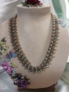 ✨作家物ビーズ&パールネック 　レス　新品、未使用✨