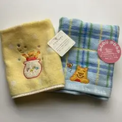 【未使用】くまのプーさん 無撚糸タオル　ウォッシュタオル&フェイスタオル