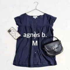 アニエスベー/ブラウス/フレンチスリーブ/ネイビー/ノースリーブ/綿