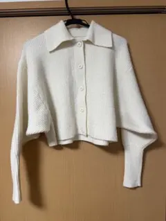 リブ編み ボタン カーディガン ニット