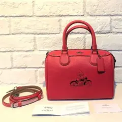 【新品】Disney×COACH レザー 2WAYバッグ Bright Red