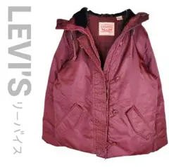 ​希少色【LEVI'S】暖かダウン80% ナイロンジャケット ボルドー Sサイズのサムネイル