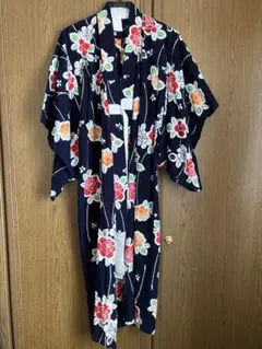 花柄ネイビー浴衣 9~10才用
