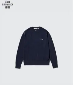 ユニクロ✖️ANYA HINDMARCH ネイビー メリノクルーネックセーター