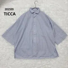 TICCA ティッカ スクエア半袖ダブルカフスシャツ サックスブルー