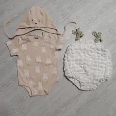 プティマイン ぽこぽこサロペット アイボリー ミッフィー　ロンパース　80