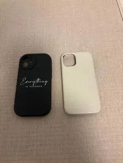 iPhone用ケース 2点セット ブラック ホワイト（12mini専用）