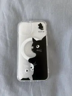黒猫と白猫のiPhone13用ケース