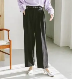 グローバルワーク　ウツクシルエット　ストレートワイドパンツ（ブラック）Ｍ