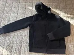 ブラック フリースジャケット UNIQLO レディース(男女兼用)L フード付