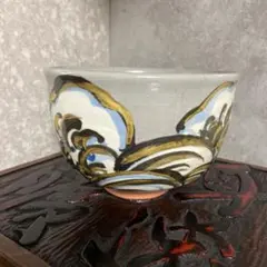 京焼　名工　三浦竹軒　金彩波濤図　茶碗　茶盌　茶道具　茶器　抹茶碗のサムネイル