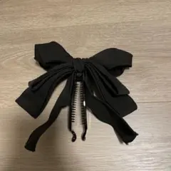 ビッグ　リボン　バナナクリップ　ブラック　黒　ヘアアクセサリー  ヘアクリップ