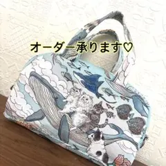 ボストン型ポーチ♡オーダー承ります♡おとぎの国の猫と仲間たち♡生地変更可能