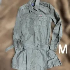 激安★Polo Jeans ミリタリー調シャツワンピース カーキ M 入手困難のサムネイル