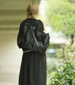 Ampersand●防水ナイロン+レザーコンビのトート巾着2WAYBAG