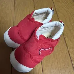 【美品】ミキハウス　ベアモチーフ　ファーストシューズ　赤　12.5cm ベビー靴