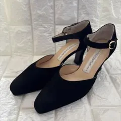 美品⭐️GINZA WASHINGTON⭐️ブラックスエードハイヒール22.5cm