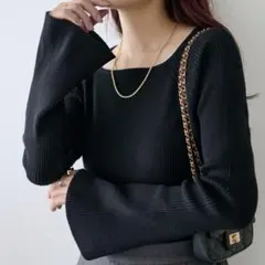 DISCOAT / リブスクエアネックプルオーバー