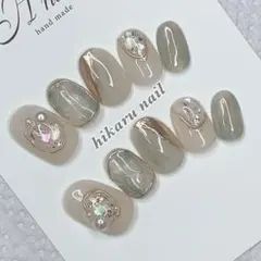 ネイルチップオーダー☆ニュアンスネイル清楚系大人可愛いナチュラル系成人式