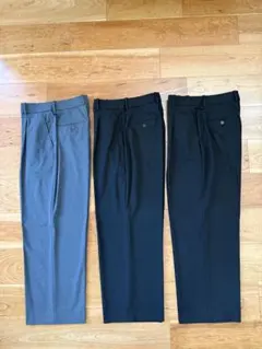 UNIQLO ユニクロ タックワイドパンツ 黒×２グレー×１(３セット)
