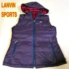 LANVIN SPORTS フード付き ダウンベスト ネイビー ピンク ドット