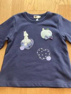 KP ミミちゃん&ハートアップリケ裏毛トレーナー　紺110サイズ　新品未使用タグ