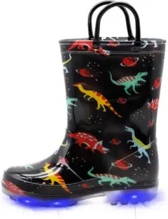 [恐竜柄] 長靴 キッズ 光る レインブーツ 子供 レインシューズ 雨 21.5
