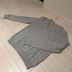 【訳あり品】UNIQLO カシミヤ　グレー Vネック ニットセーター 長袖