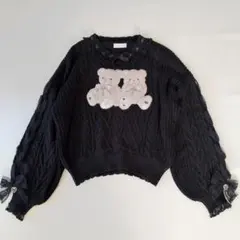 LIZLISA リズリサ Twin Bears くま ニットトップス 黒 ニット - メルカリ