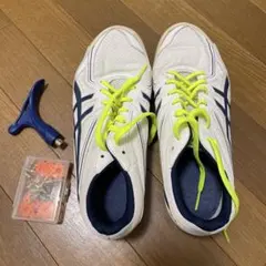 ASICS スパイクシューズ ホワイト/ネイビー/ライム