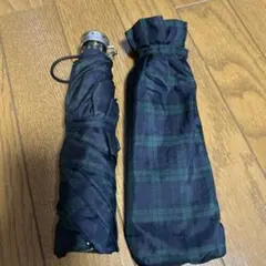 折りたたみ傘 ネイビーとグリーンのチェック柄