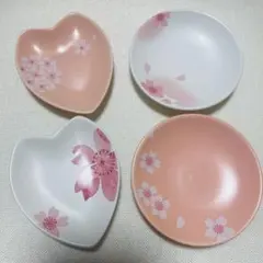 桜模様の陶器小皿 4枚セット