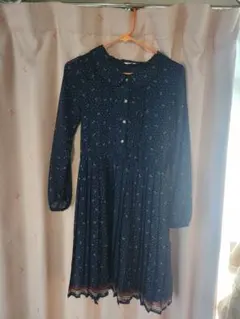 GLACIER ネイビー ドット柄 ワンピース M