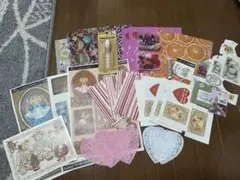 コラージュ デザインペーパー 紙モノ ビーズ レース まとめ売り