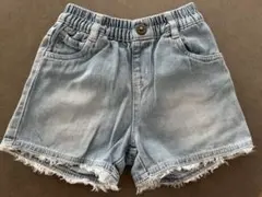 デニムショートパンツ120cm ライトブルー フリンジ裾