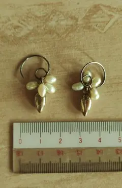 925シルバー 　淡水パール付きフープピアス