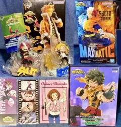 ヒロアカフィギュアまとめ売り　緑谷出久、轟焦凍、ホークス、麗日お茶子ステッカー等